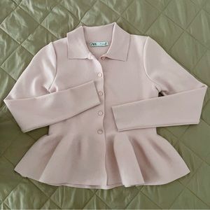 Zara Pink Peplum button up top, Size S